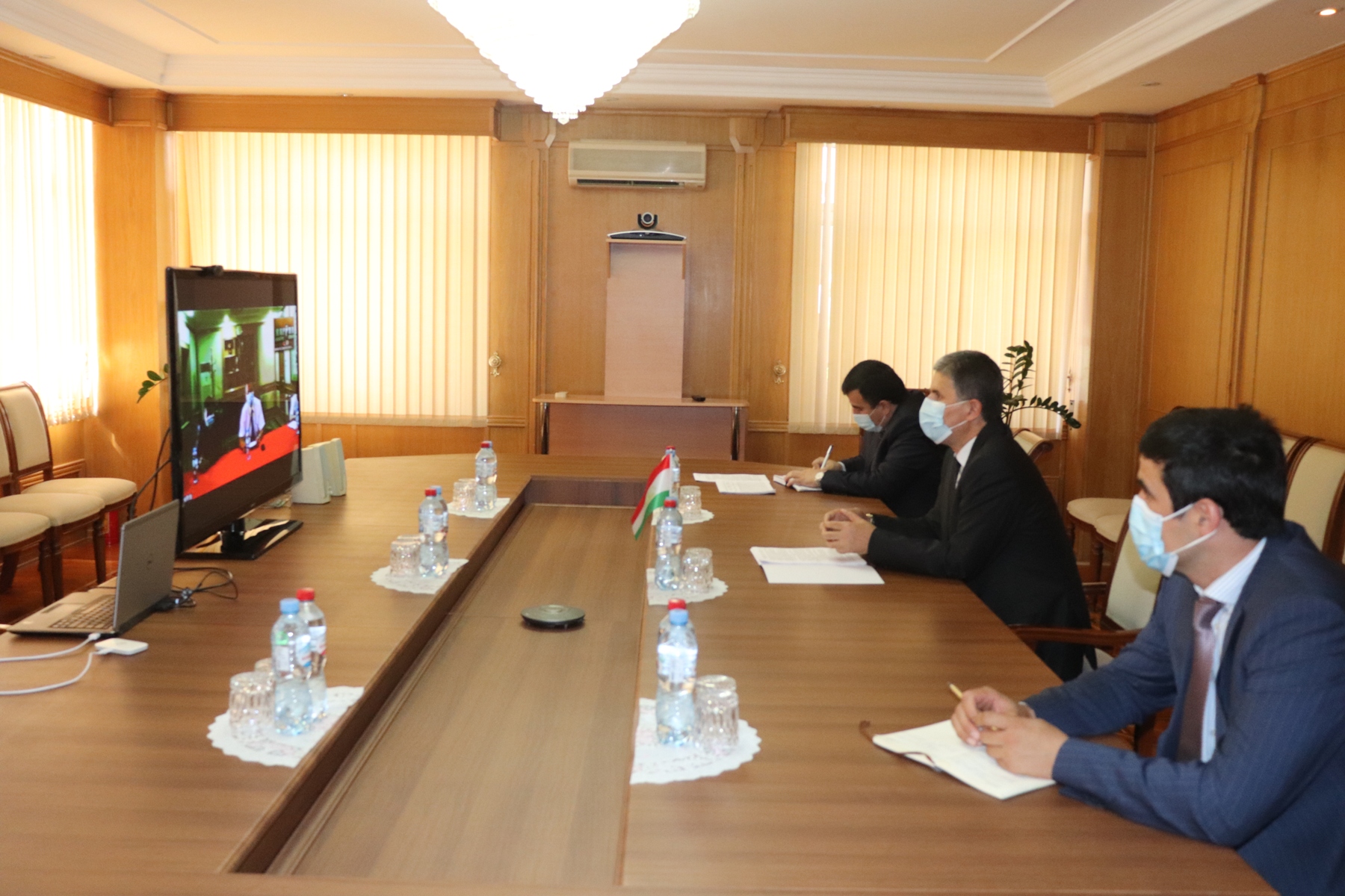 Videoconference between the Minister of Economic Development and Trade of the Republic of Tajikistan, Mr. Zavqizoda Zavqi Amin and the Ambassador Extraordinary and Plenipotentiary of the People's Republic of China to the Republic of Tajikistan, Mr. Liu Bi